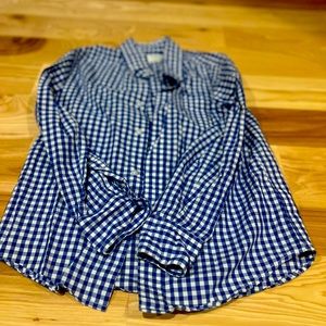 Crewcuts size 8 boys long-sleeve  blue gingham dress shirt